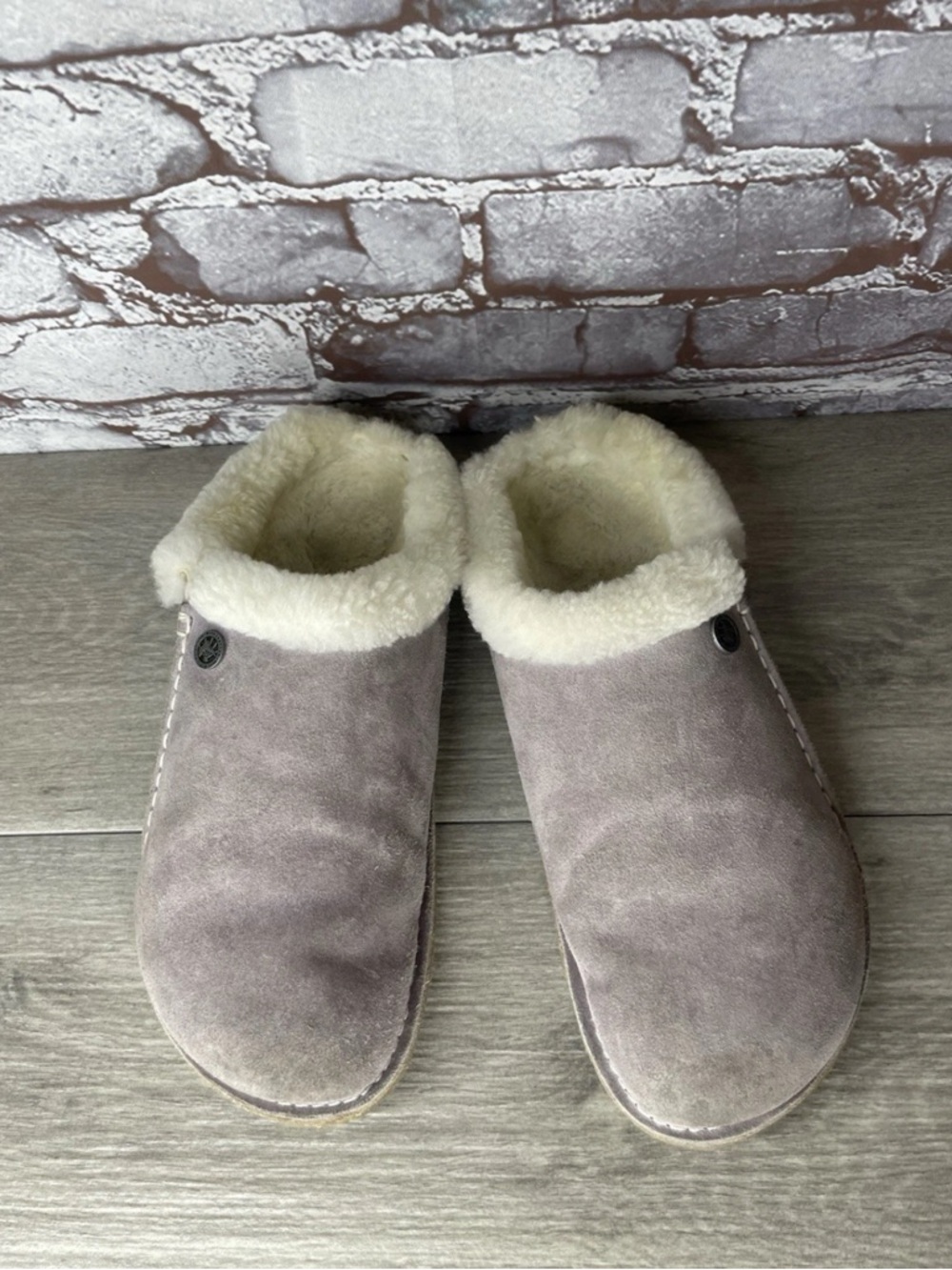 Birkenstock Zermatt Premium Shearling Stone Coin Purple Suede Clogs women 39EU/8